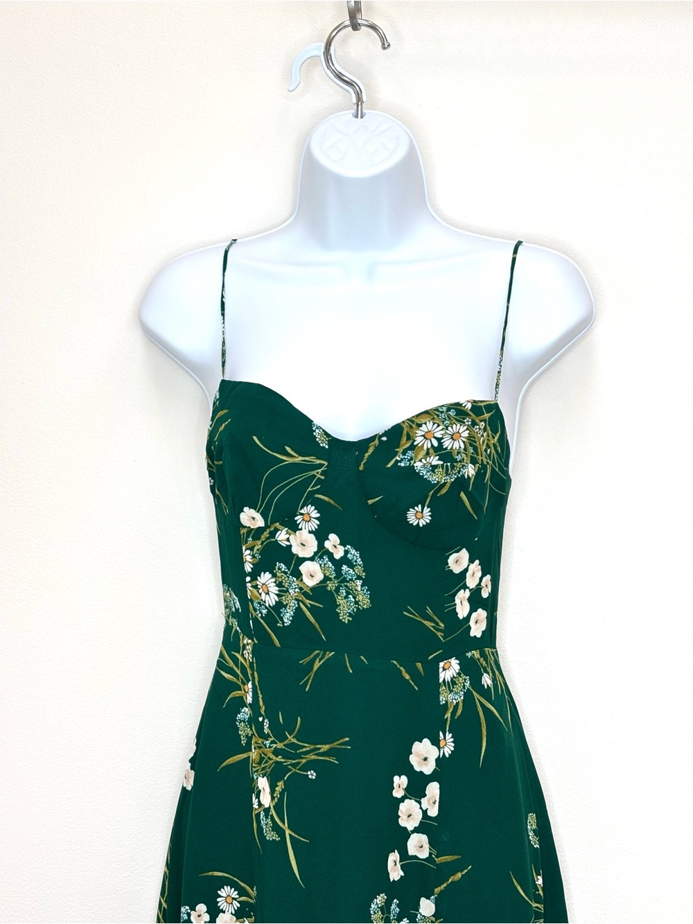Reformation Juliette MIdi Dress Buena Emerald Green Floral Size 4P New - Picture 5 of 14